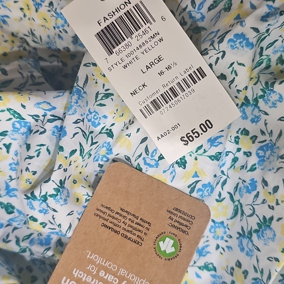 Bar lll Mens Organic Floral Button-Down Shirt - Picture 4 of 4